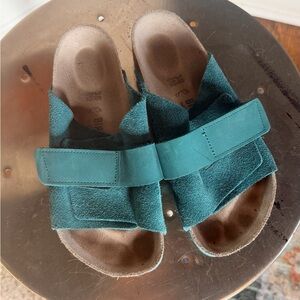 Birkenstock Teal Green Suede Slide Sandals